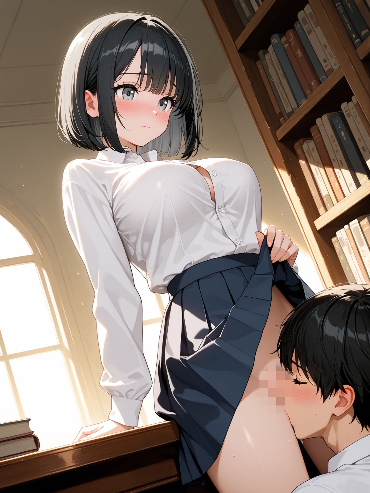 【AI学園喜ばれ部】部長と図書室でHして中だししたら喜ばれた 画像8