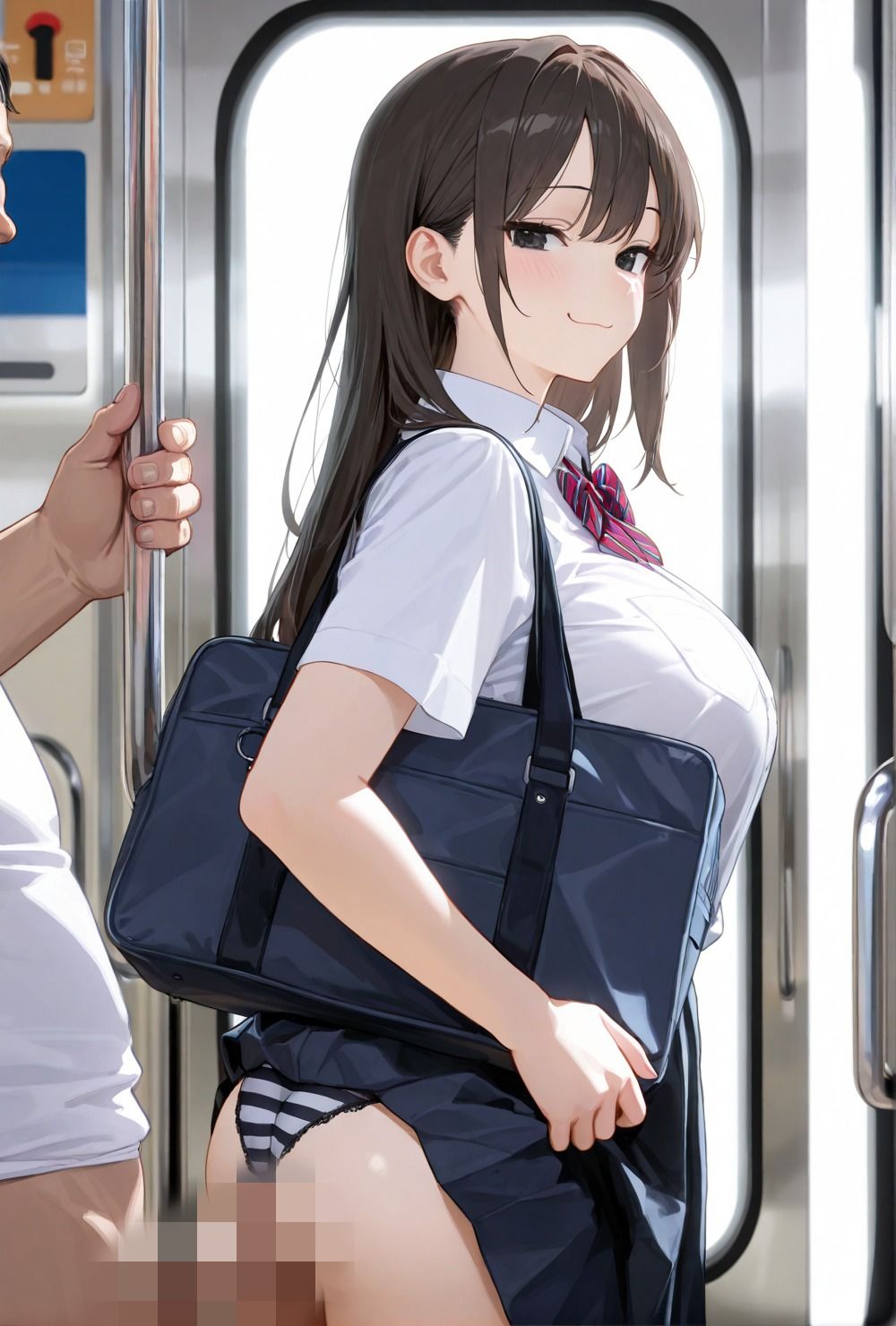 【無料エロ漫画】クラスの1軍マドンナ女子校生は電車痴●でおじを誘惑しちゃう(ハッスル倶楽部) d_682647