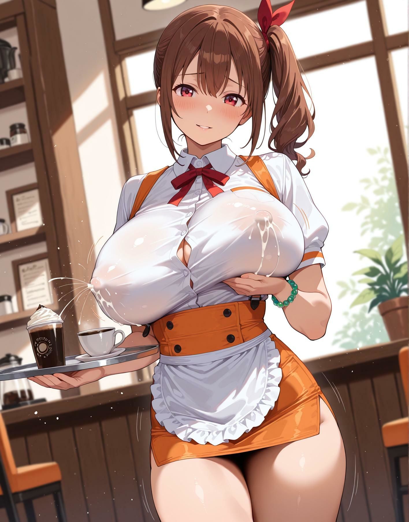 たわわなグラドルのムフフなカフェバイト 画像1