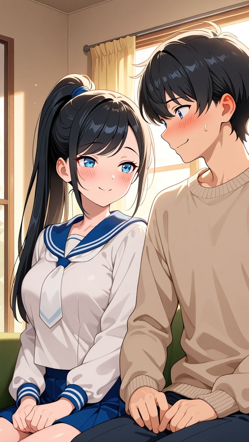 サンプル画像2:黒髪ポニテ妹が兄にだけ見せる甘えと背徳(妹学園) [d_683443]