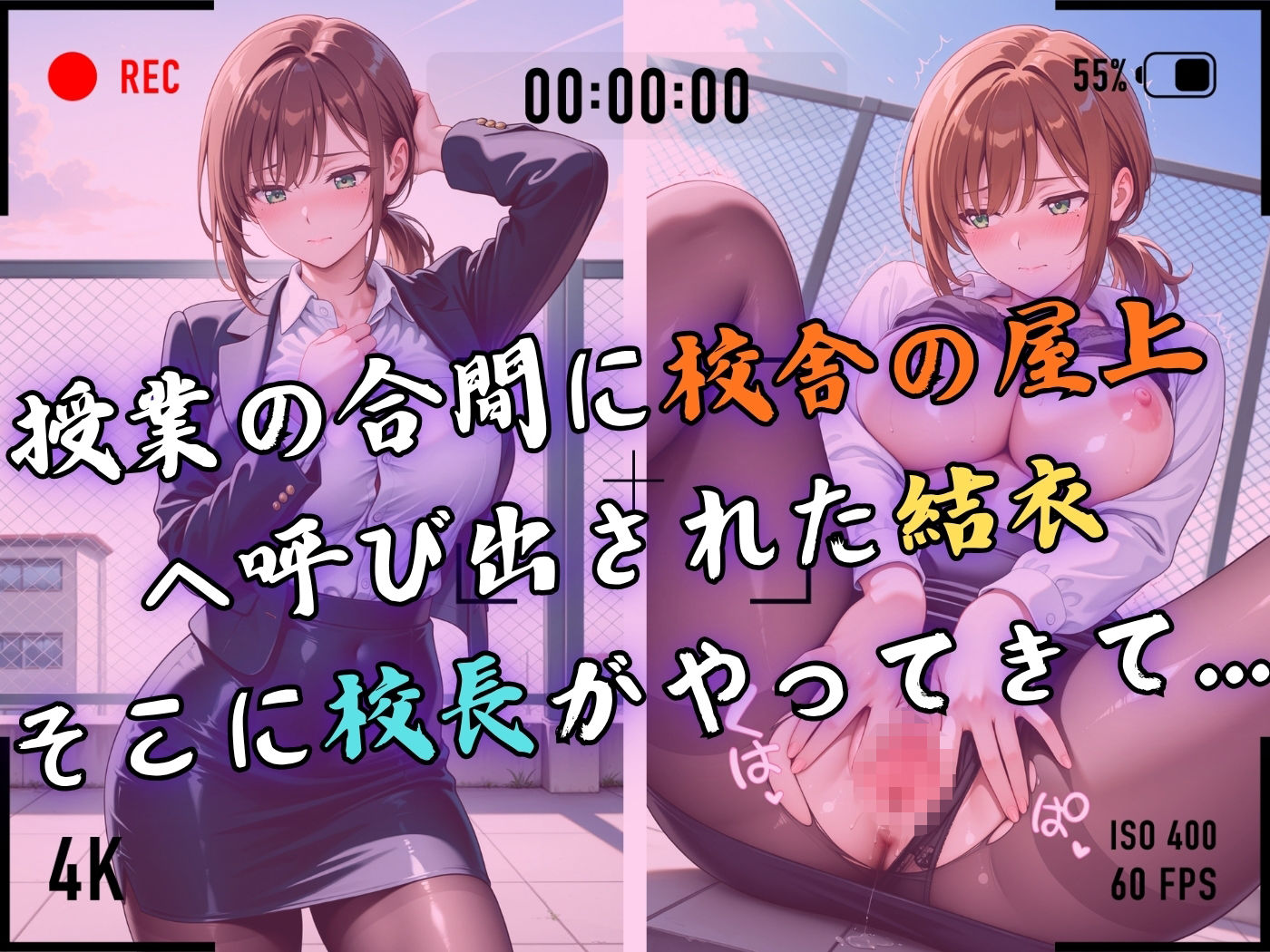 サンプル画像4:【4Kイラスト】1万3000人の生徒を抱いた校長による篠原結衣への性指導（学校屋上編）(Re:ライト_栄新学園) [d_683465]