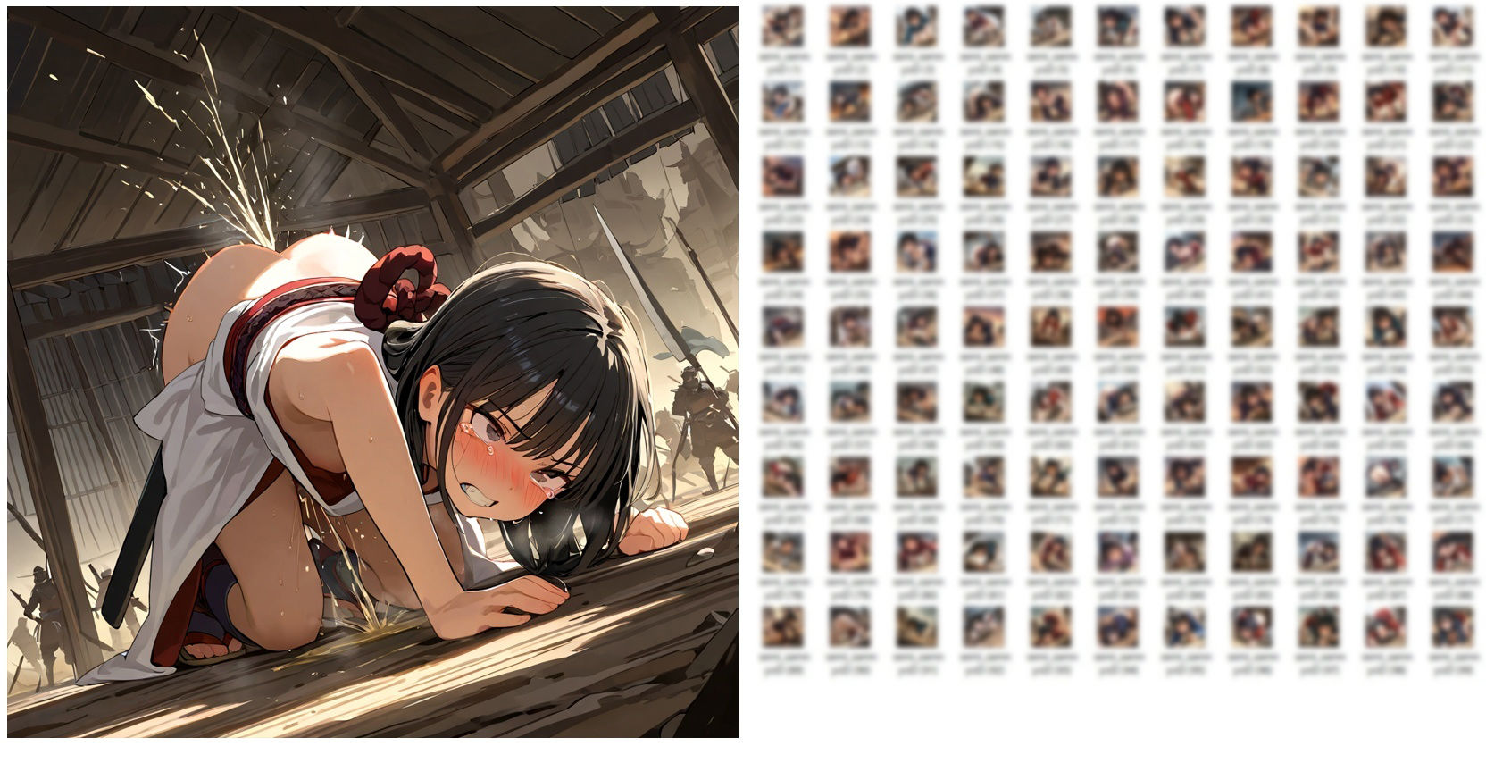 サンプル画像1:【在庫整理品】サムライ少女が戦場でお漏らししたりしてるだけのCG集其の肆・転倒の尿(YOG) [d_683523]