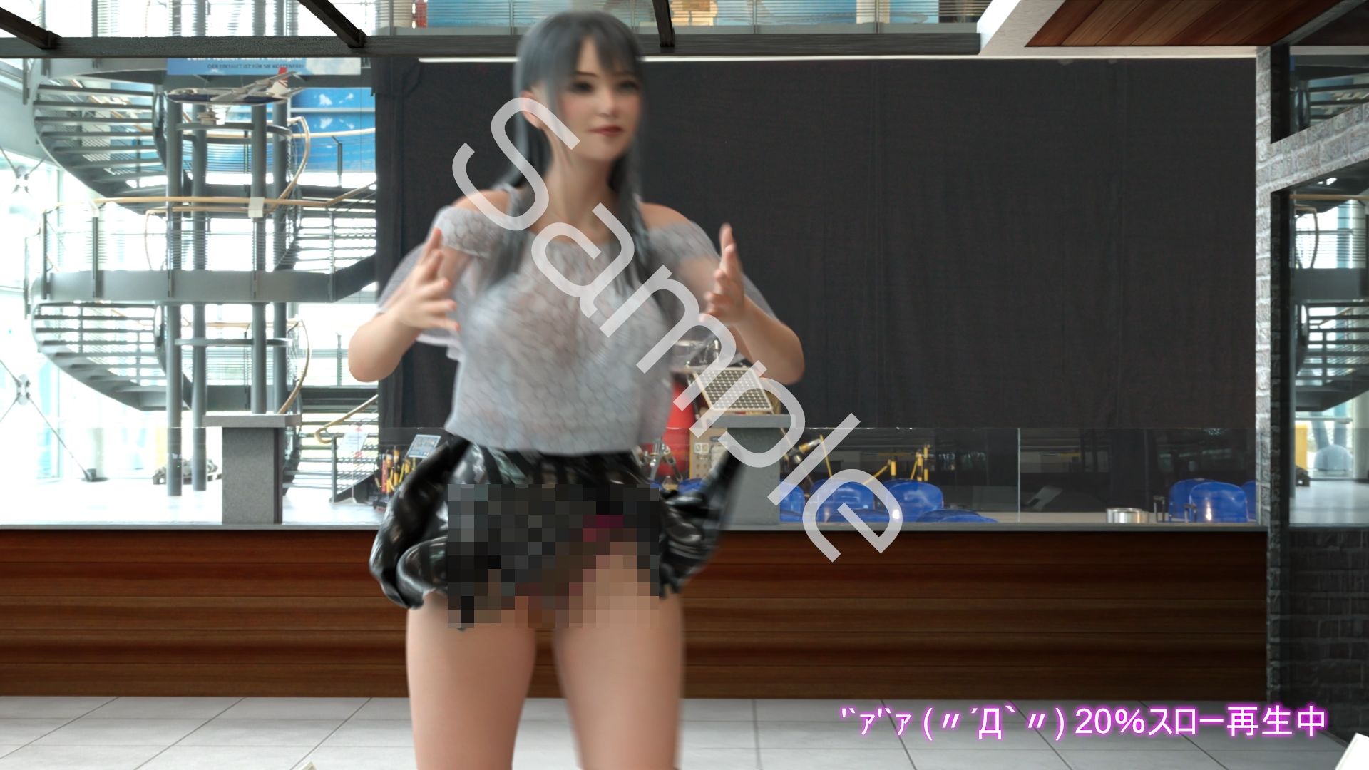 女子アナになった二階堂沙耶・早朝のニュース番組の冒頭でミニスカートでダンスすることを業務命令で強要される:Vol.005『ただの話題作りとのことで電源OFF(のはず)のカメラが4台、ローアングルから彼女のスカート内を覗き込むように設置されている:PV05_ヒョウ柄フルバックパンティで扇風機風チラ』 画像2