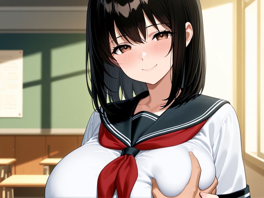 サンプル画像3:爆乳女学生見参 〜学校編〜(黒抜きニキ) [d_684270]