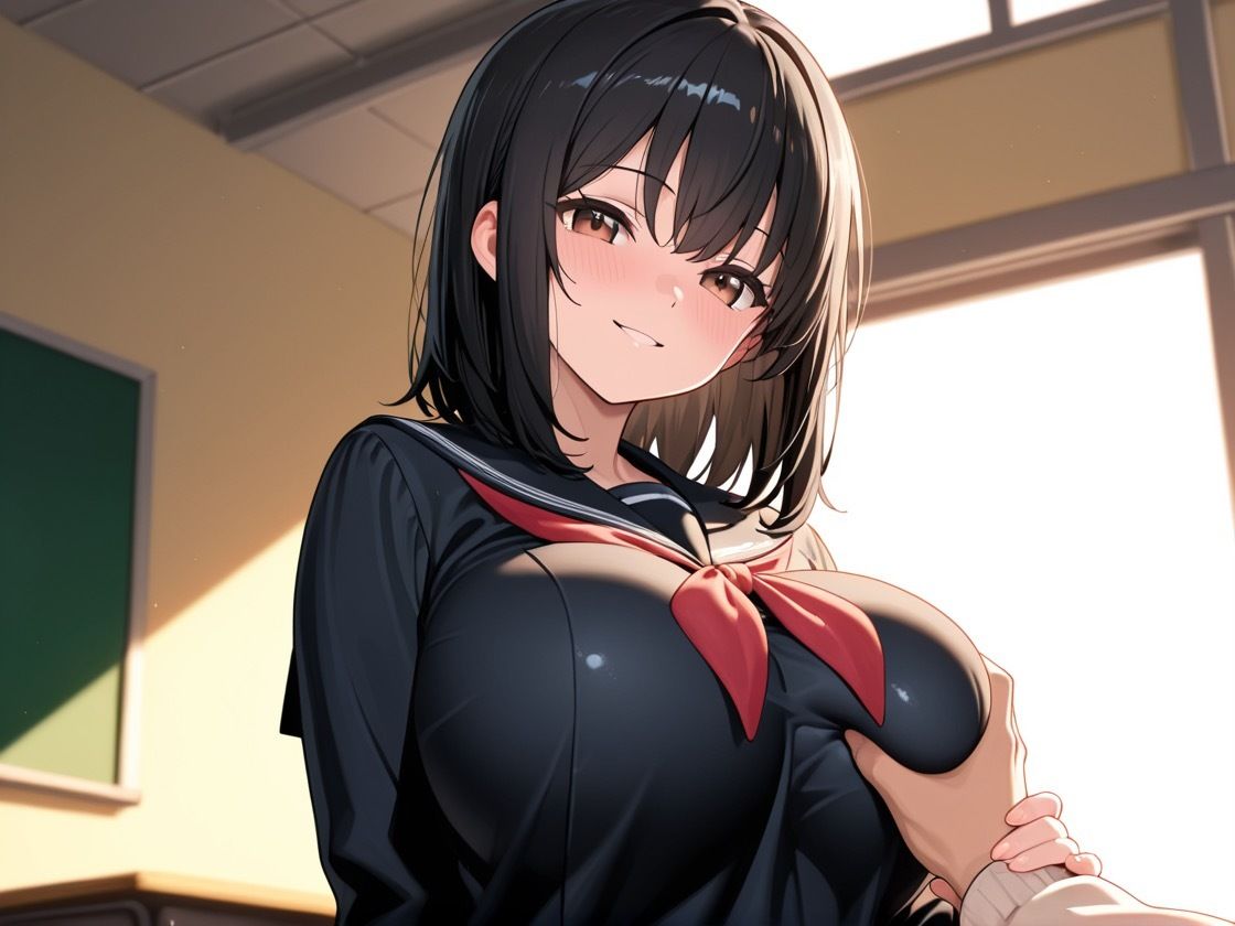 サンプル画像4:爆乳女学生見参 〜学校編〜(黒抜きニキ) [d_684270]