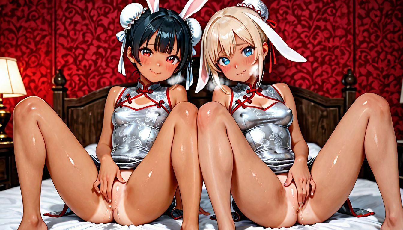 日焼け跡の眩しいうさ耳美少女な義妹と従妹がチャイナドレスで挑発してくる件 画像7