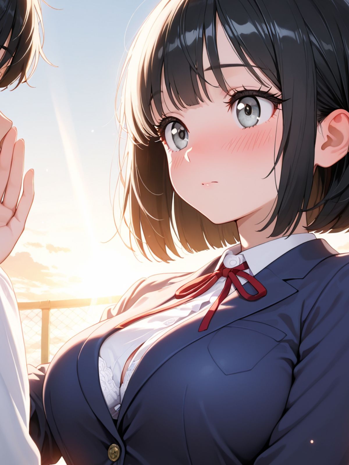 サンプル画像2:【AI学園喜ばれ部】部長と屋上でHして中だししたら喜ばれた(AI学園喜ばれ部) [d_684794]