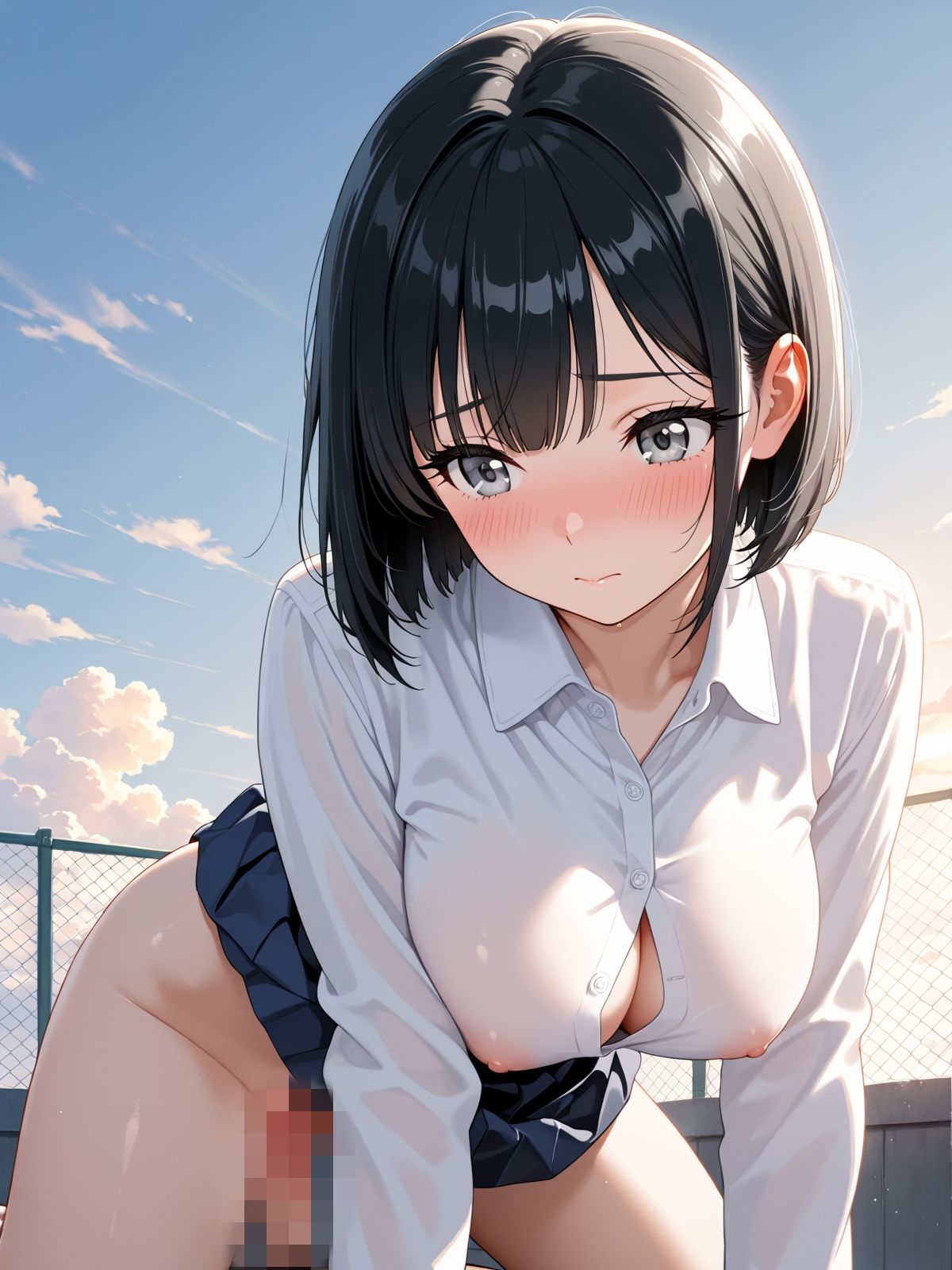 【AI学園喜ばれ部】部長と屋上でHして中だししたら喜ばれた 画像7