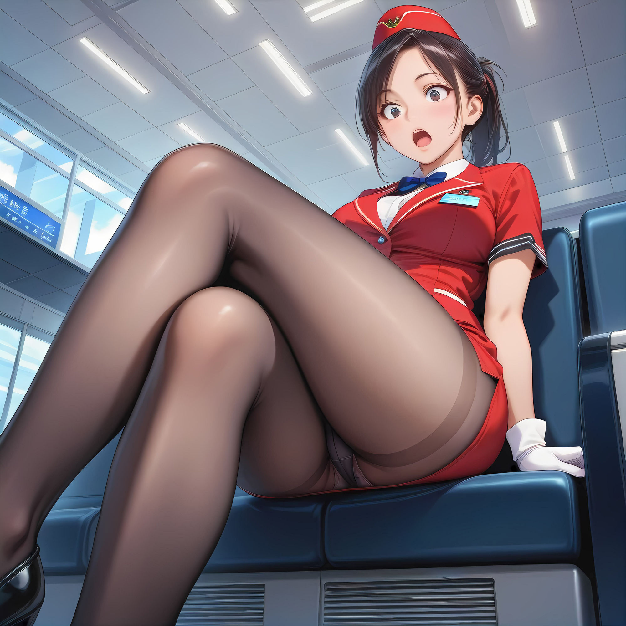 サンプル画像1:AIイラスト CA（キャビンアテンダント）フェティシズム(AI美女NANTANO) [d_685002]