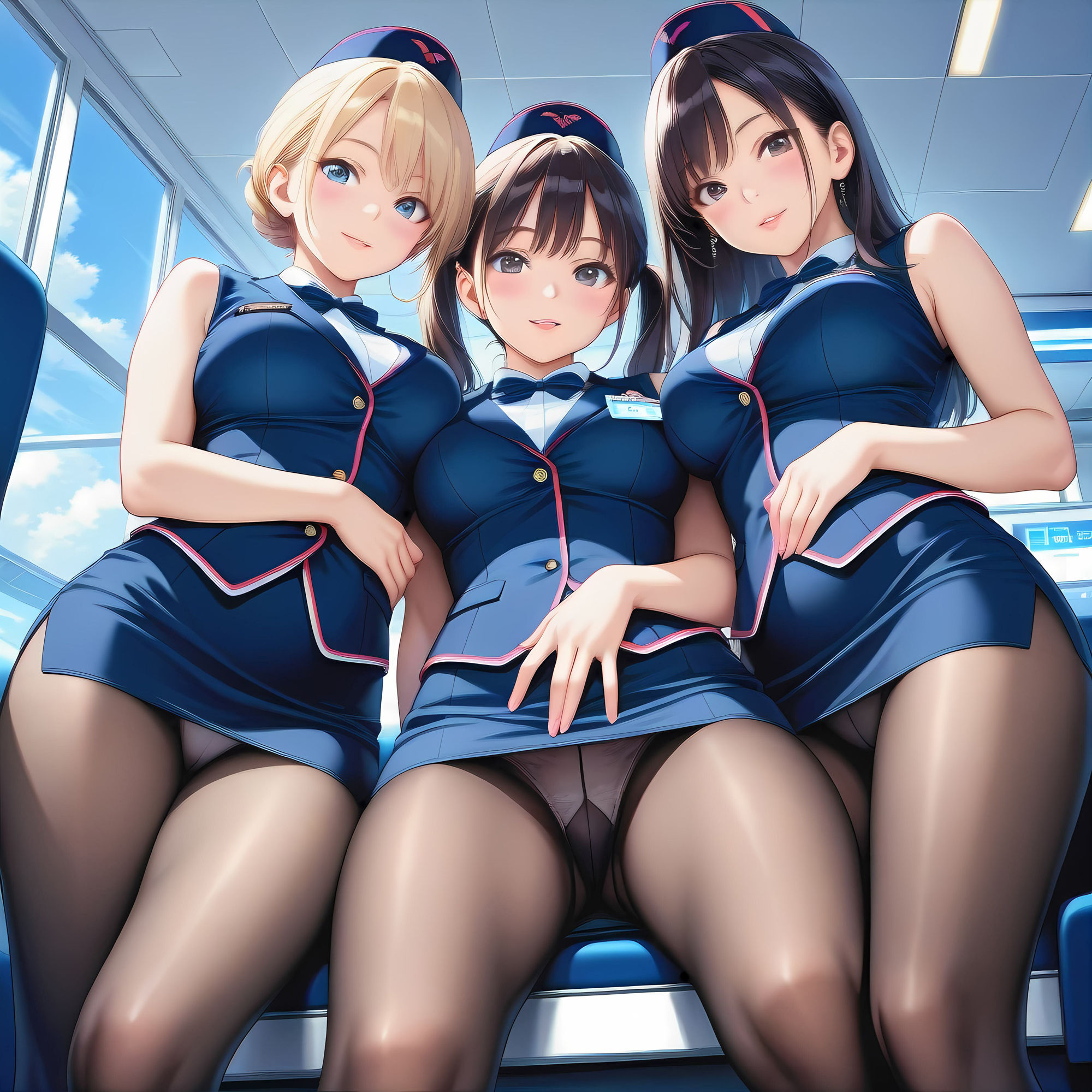 サンプル画像6:AIイラスト CA（キャビンアテンダント）フェティシズム(AI美女NANTANO) [d_685002]