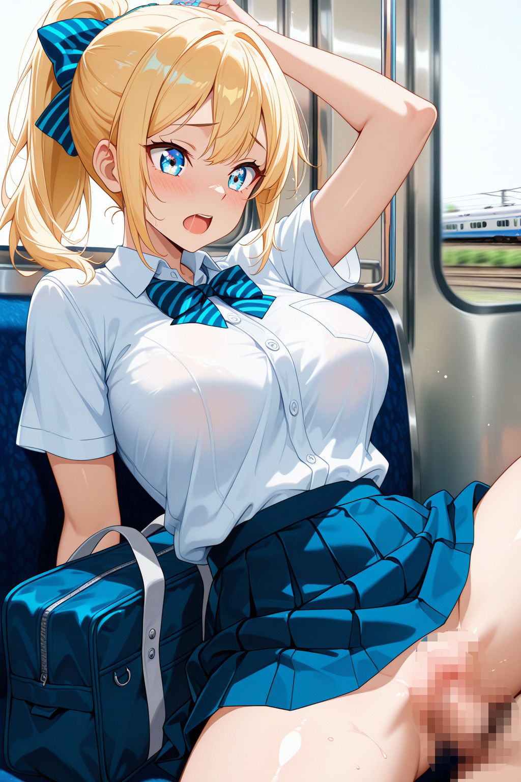 サンプル画像3:痴●電車  白ギャル女子校生どこでもぶっかけし放題(妄想生成ラボ) [d_685268]