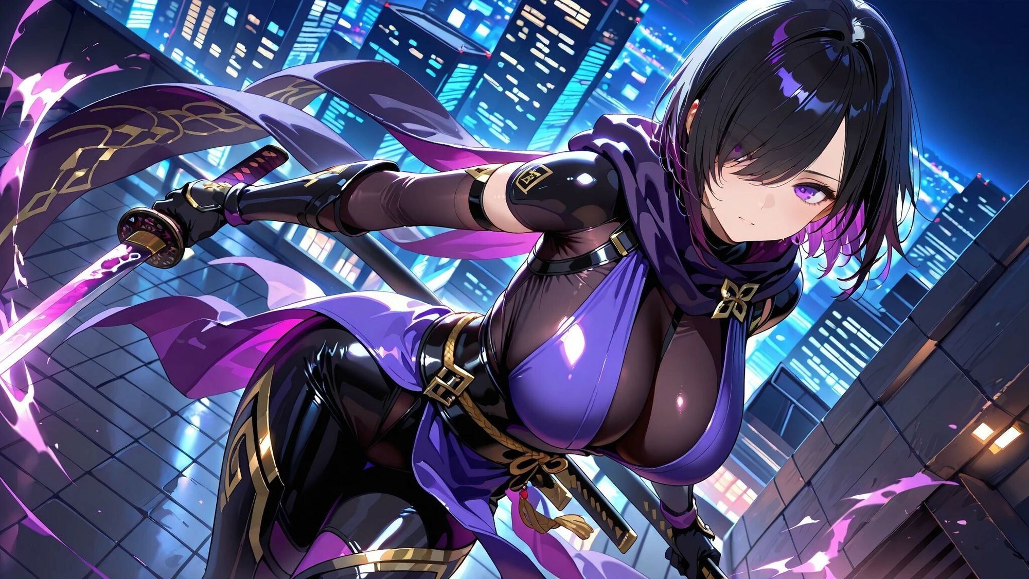 サンプル画像3:くノ一紫電  屈辱！下級戦闘員に敗北の巻(種付けプレス加工株式会社) [d_685402]