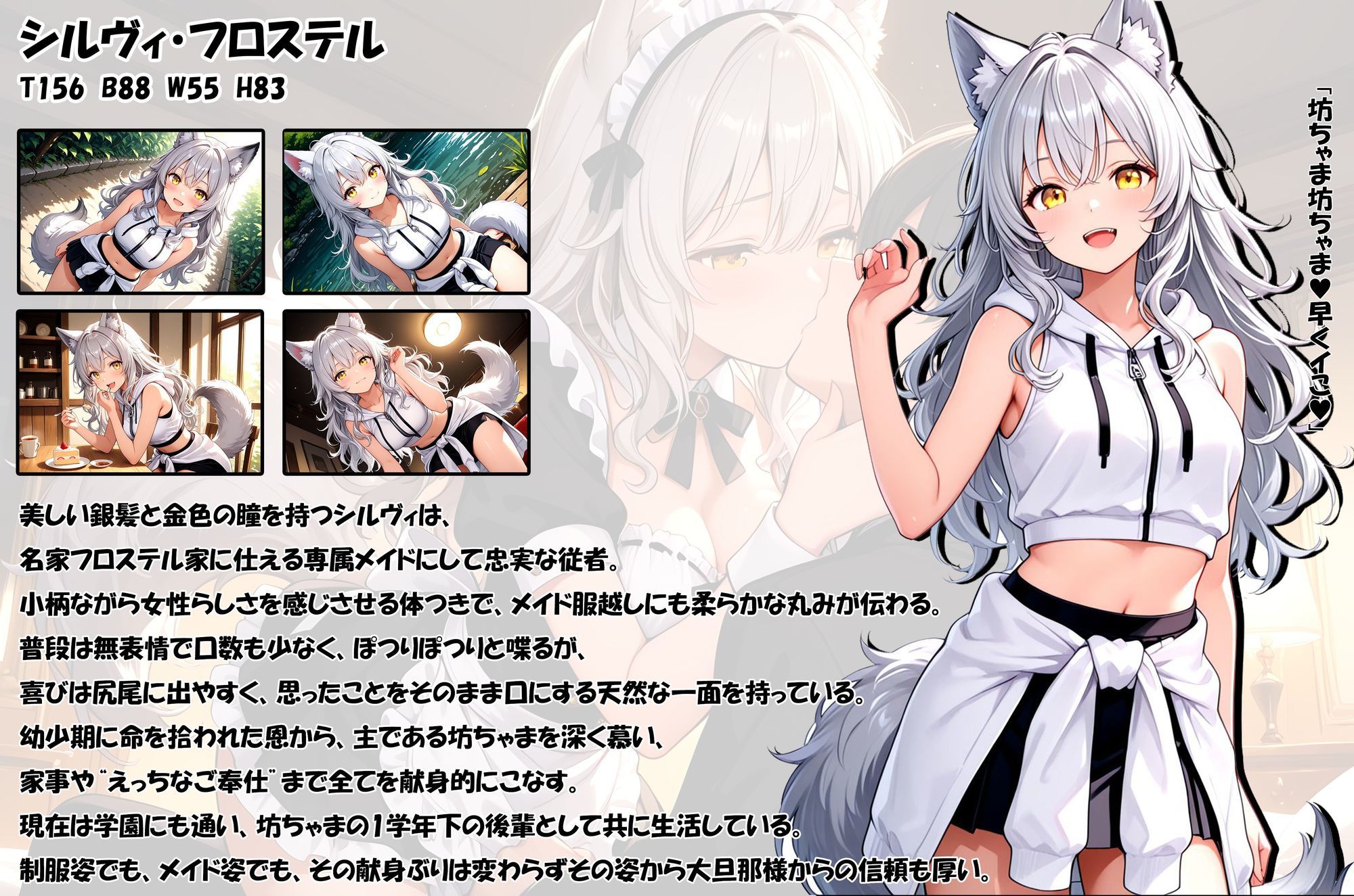 拾われケモミミメイドのシルヴィ2  疲れた坊ちゃまをホテルに連れ込んでいっぱいえっちなことしちゃうお話 画像1