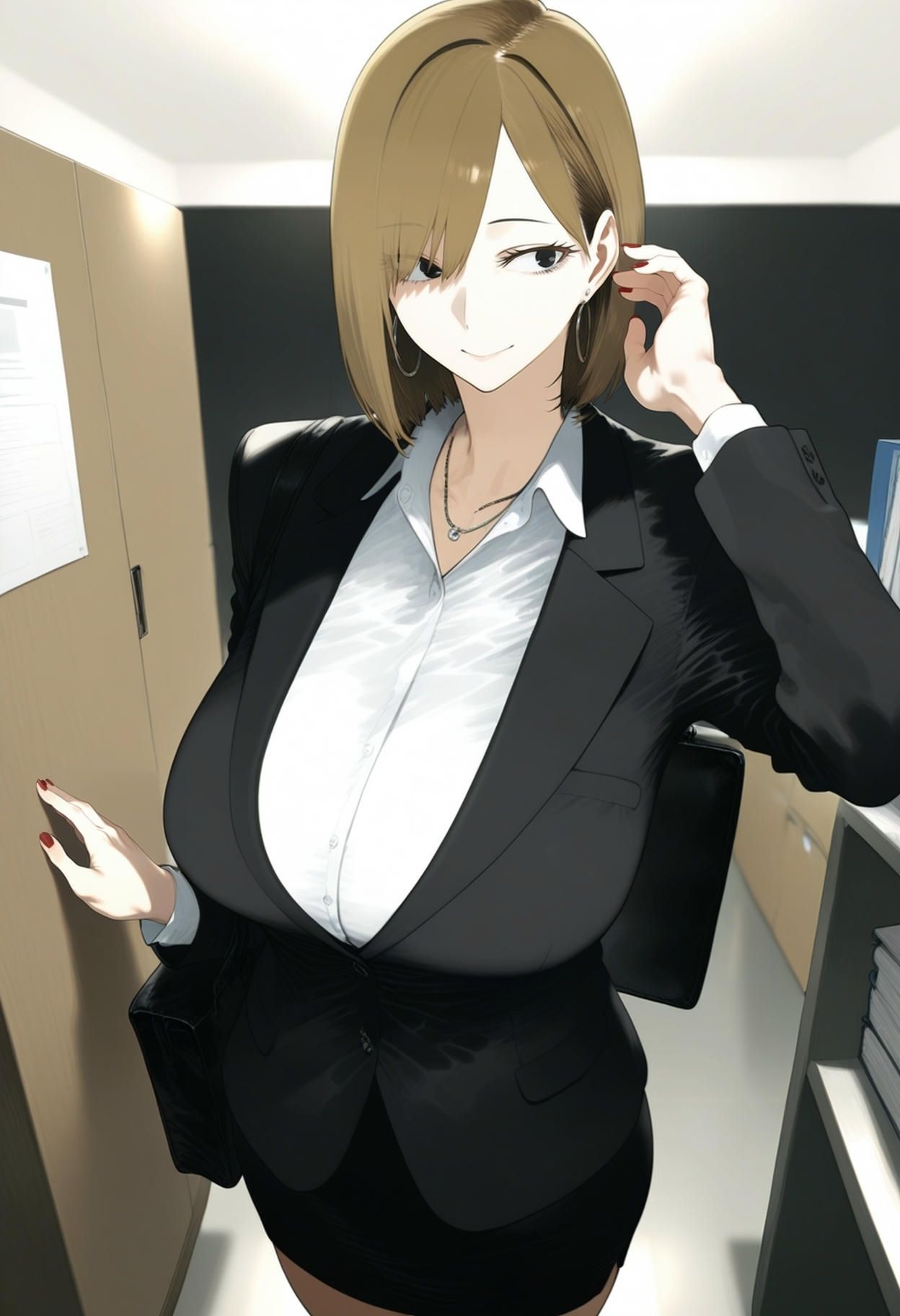 サンプル画像1:シゴデキ爆乳美人OLは今夜も上司に堕とされるのに忙しい(かわかみAI) [d_686392]