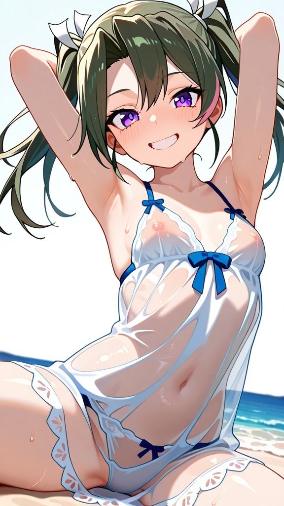 【艦○れ】空母〇娘エロ動画 加賀 赤城 瑞鶴 蒼龍 海辺でトップレス 画像2