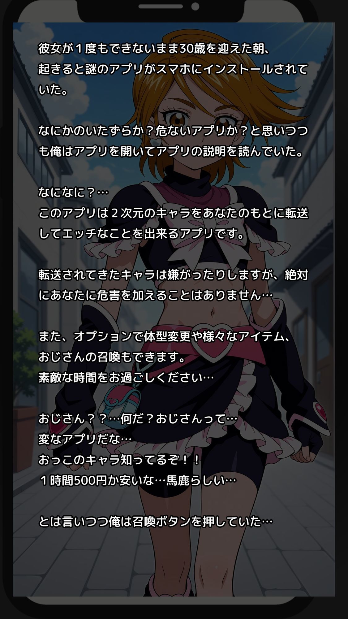 【一部セリフつき】Deliサモ☆ 美少女とおじさん強●召喚アプリ - 黒い光の使者編 - 画像1