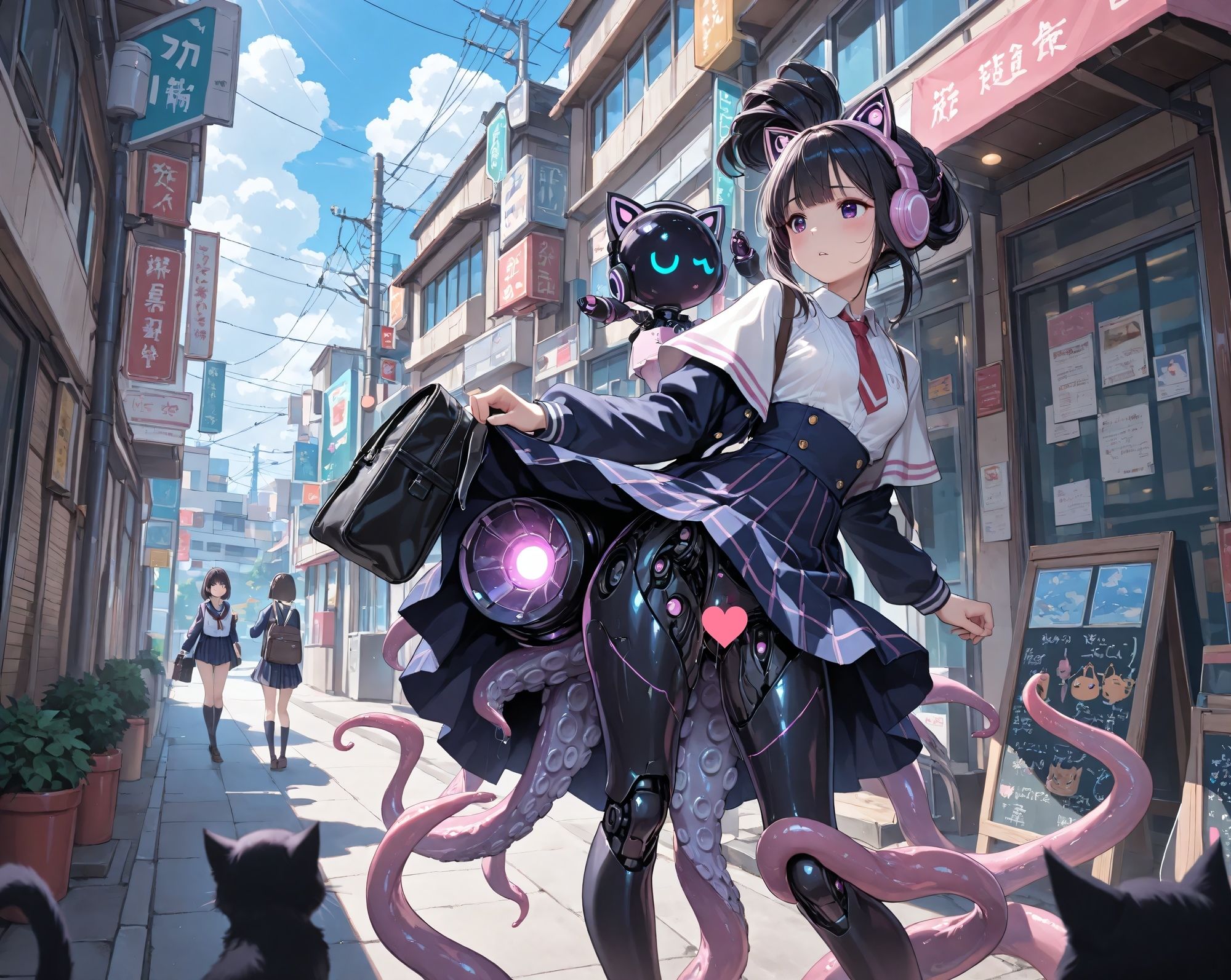 サンプル画像2:女子校生×ロボット×触手 アートチックCG(にゃんてえっちなんだ) [d_687654]