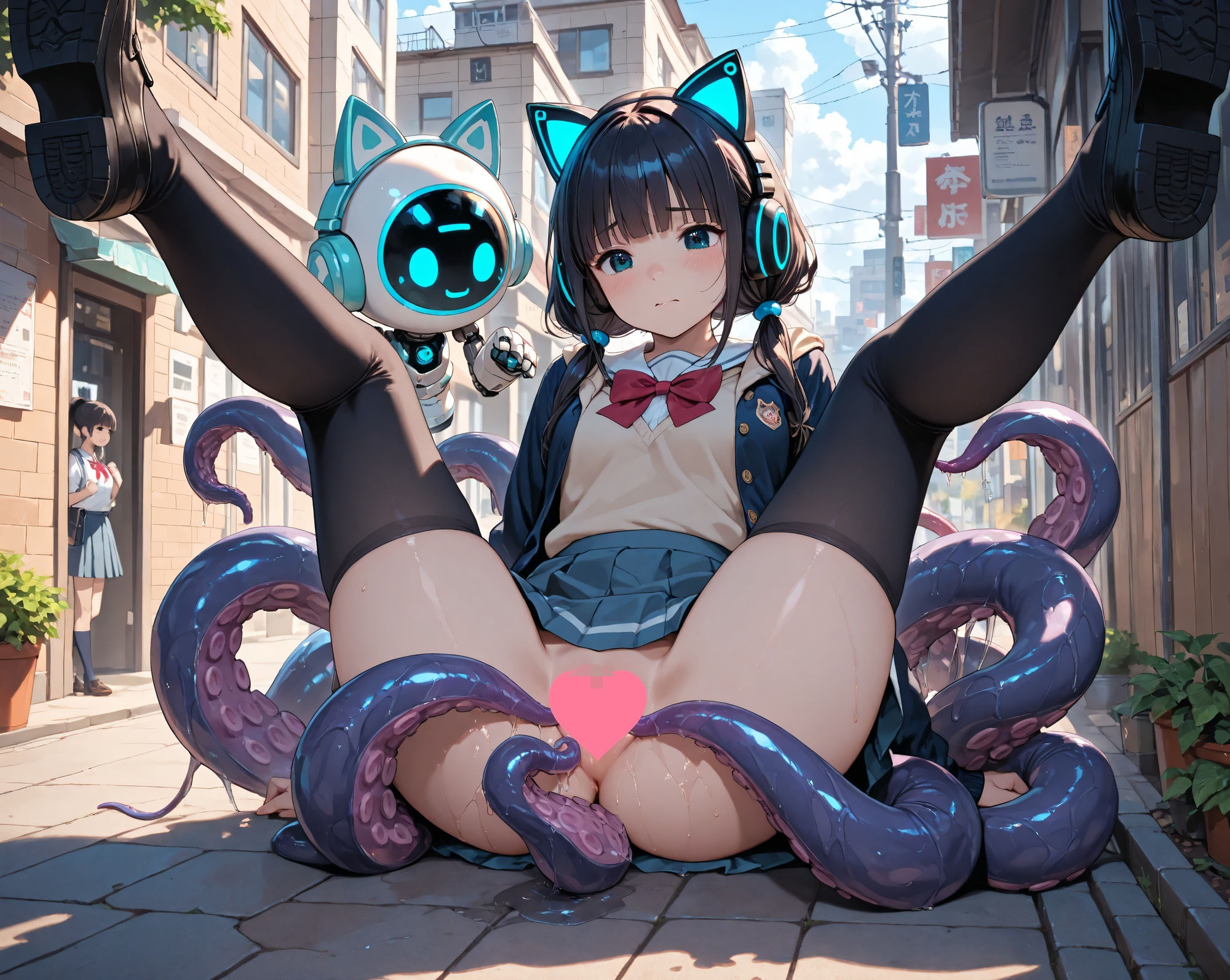 女子校生×ロボット×触手 アートチックCG 画像10