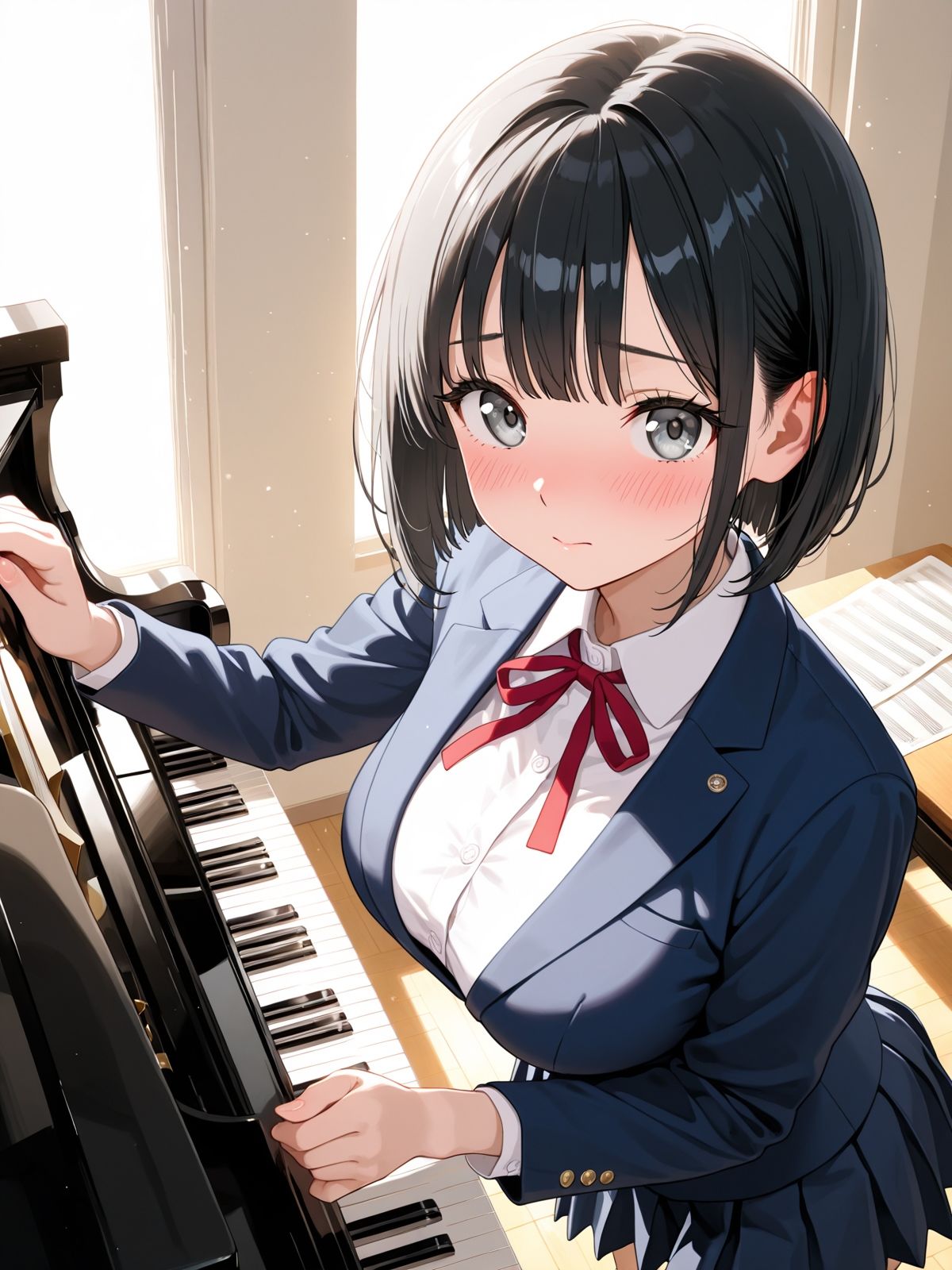 サンプル画像1:【AI学園喜ばれ部】部長と音楽室でHして中だししたら喜ばれた(AI学園喜ばれ部) [d_687850]