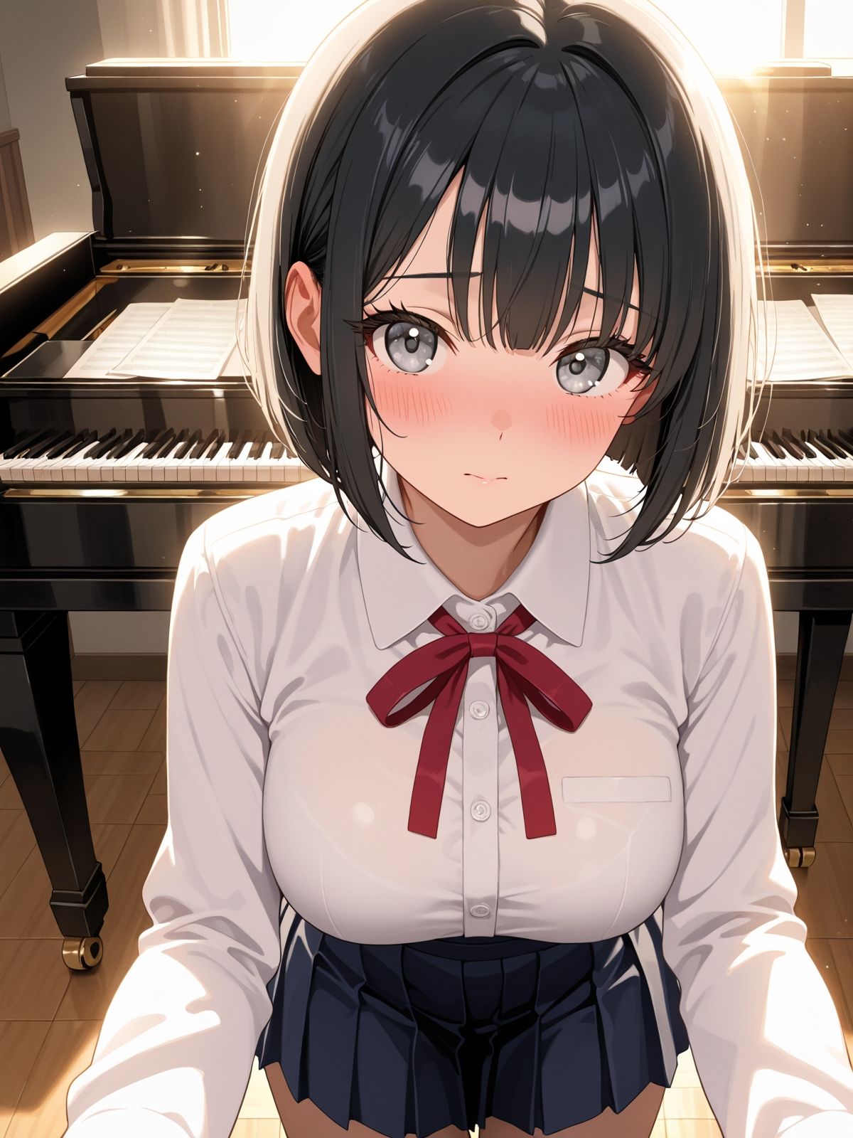 サンプル画像3:【AI学園喜ばれ部】部長と音楽室でHして中だししたら喜ばれた(AI学園喜ばれ部) [d_687850]