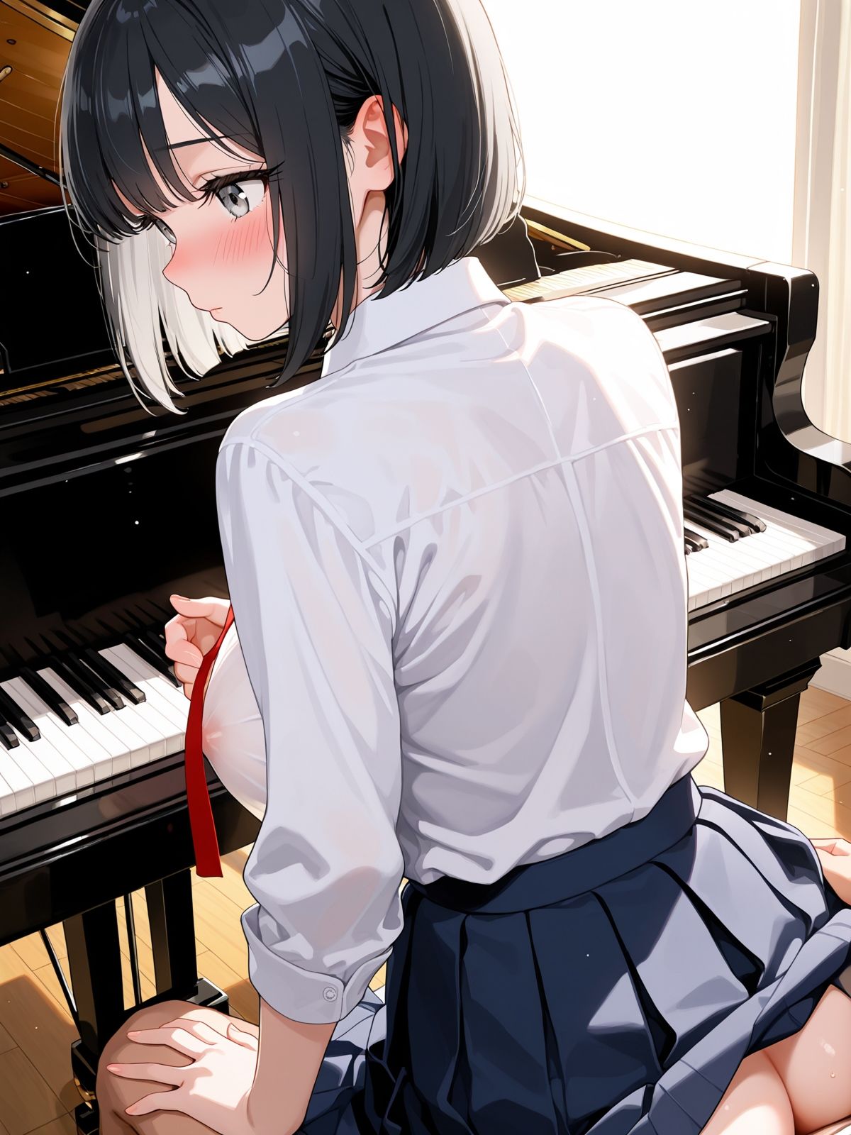 サンプル画像4:【AI学園喜ばれ部】部長と音楽室でHして中だししたら喜ばれた(AI学園喜ばれ部) [d_687850]