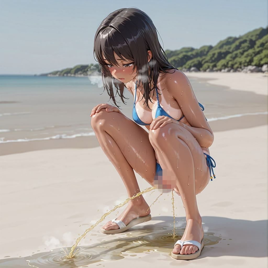 ビーチ限界放尿 画像1