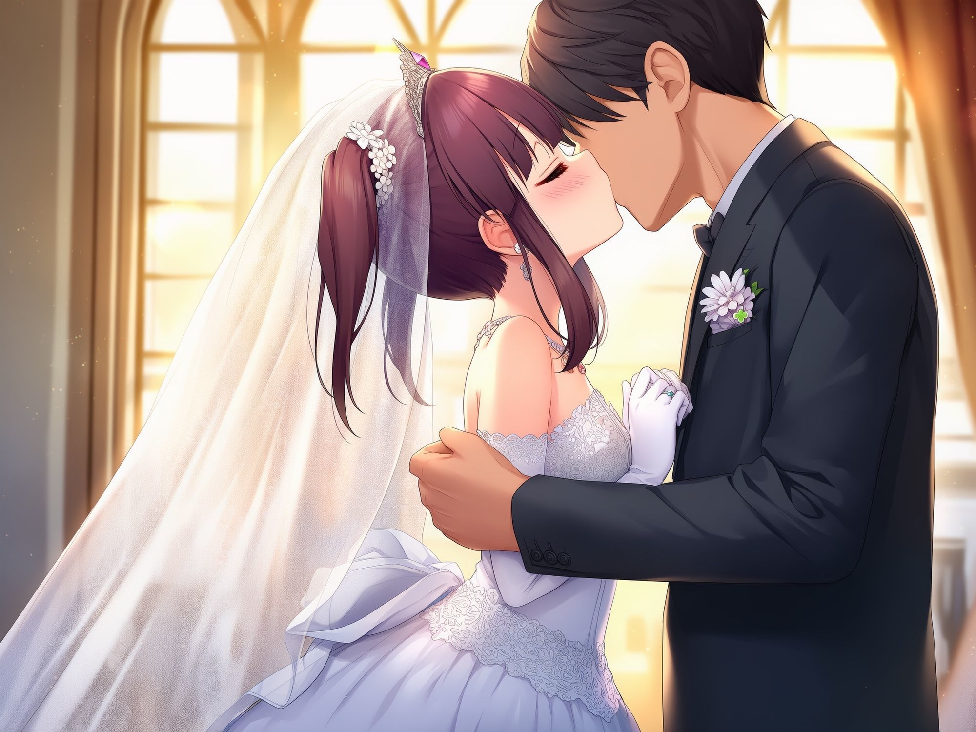 （103枚）ウェディング姿の天使系アイドルとイチャラブするイラスト集 画像2