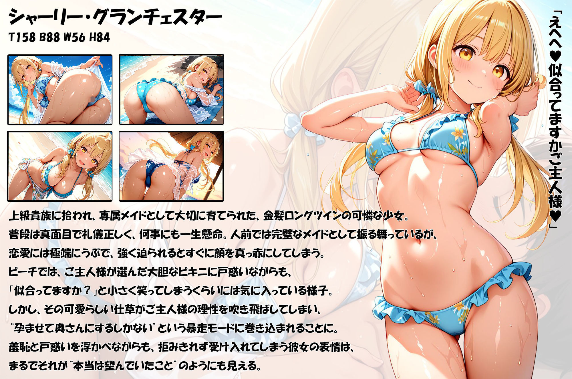 拾われメイドのシャーリー 3 ビーチで遊んでたらムラムラしたご主人様に孕ませる勢いでドスケベえっちされちゃうお話 画像1