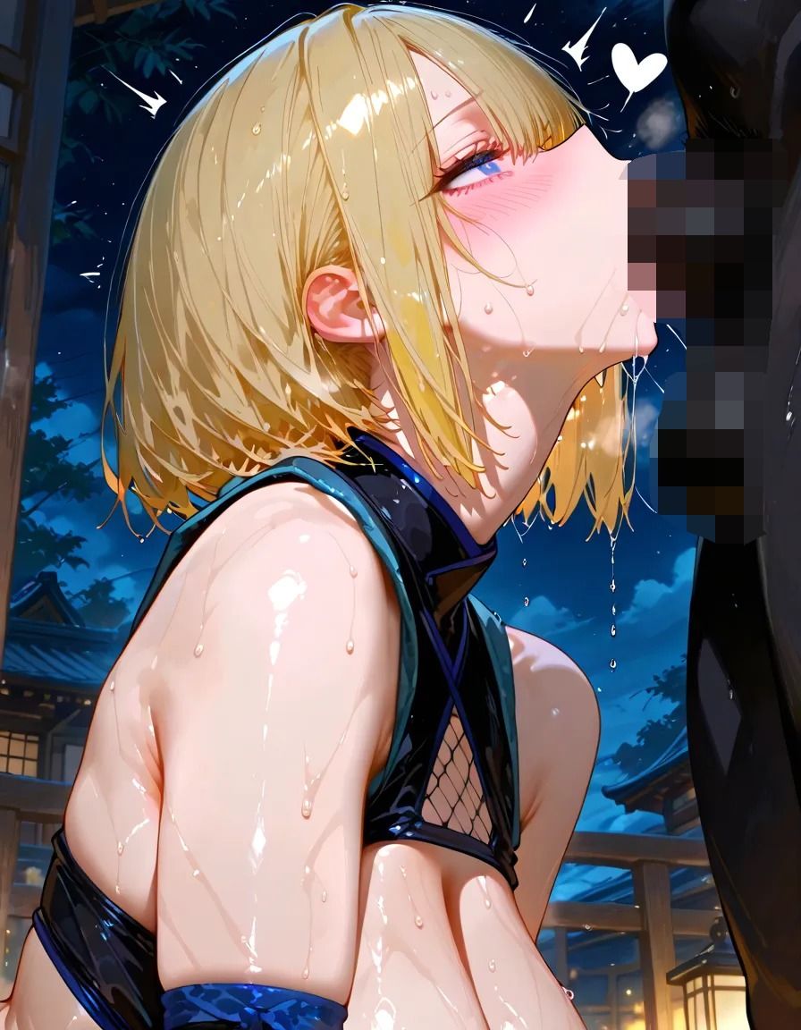 AIグラビアモデル  汗だく金髪ショートカット美少女が忍者姿で激しくエッチなセクシー写真集 画像8