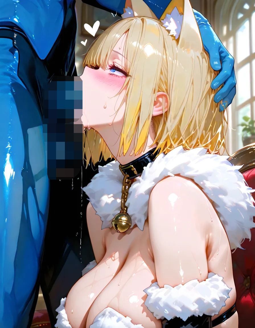 サンプル画像3:AIグラビアモデル  汗だく金髪ショートカット美少女が猫耳姿で激しくエッチなセクシー写真集(AI MODEL Creation) [d_689538]