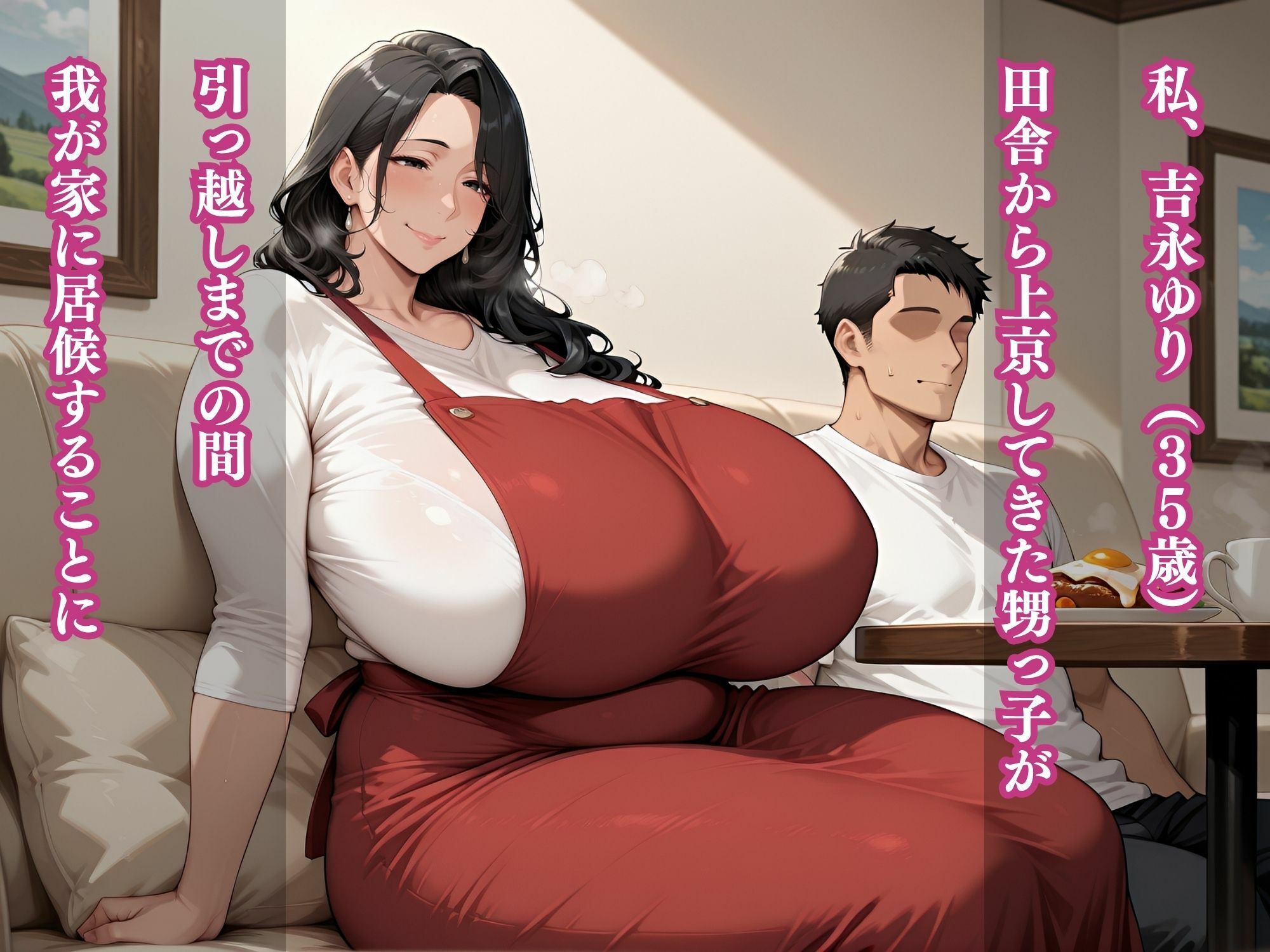 爆乳叔母(35才) 旦那出張中に居候甥っ子の朝立ちで若き肉棒に発情セックス 画像1