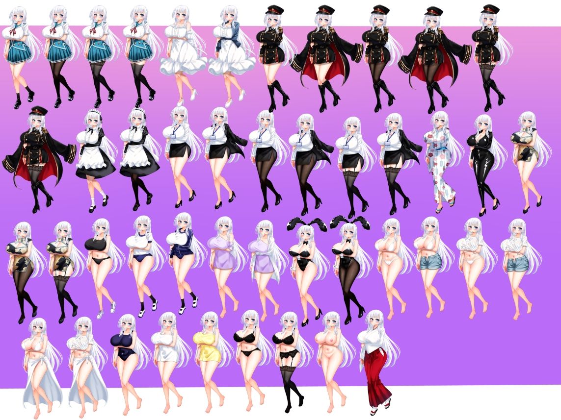 サンプル画像2:立ち絵素材 制服の女の子 HCGセット4(水の木) [d_690015]