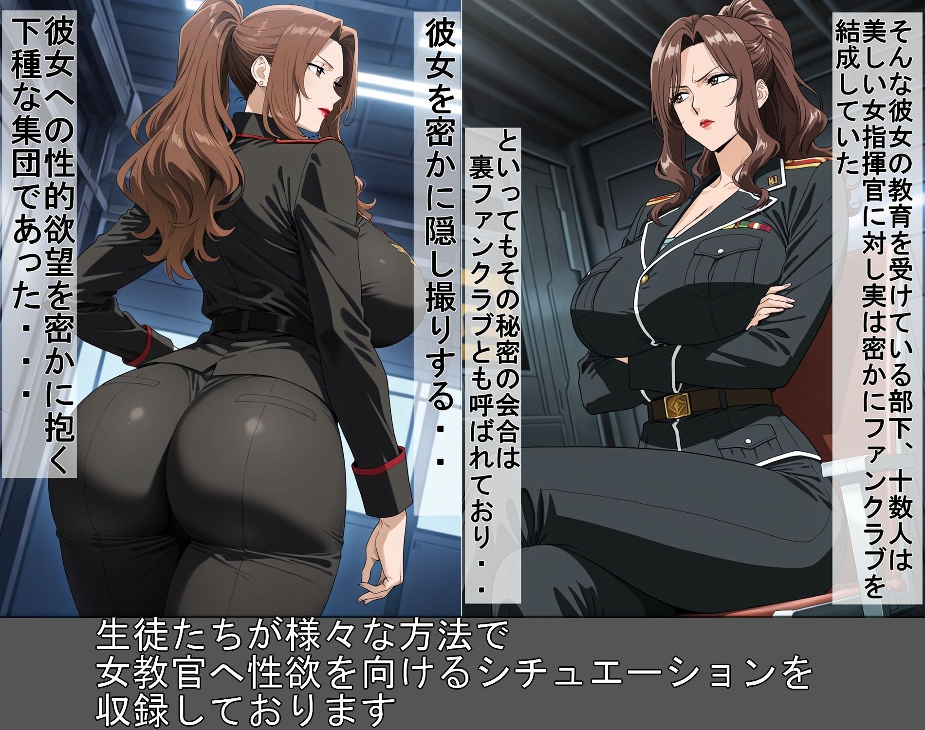 サンプル画像2:生徒達の罠に堕ちた女教官(豚鬼オーク@AIイラスト) [d_690367]