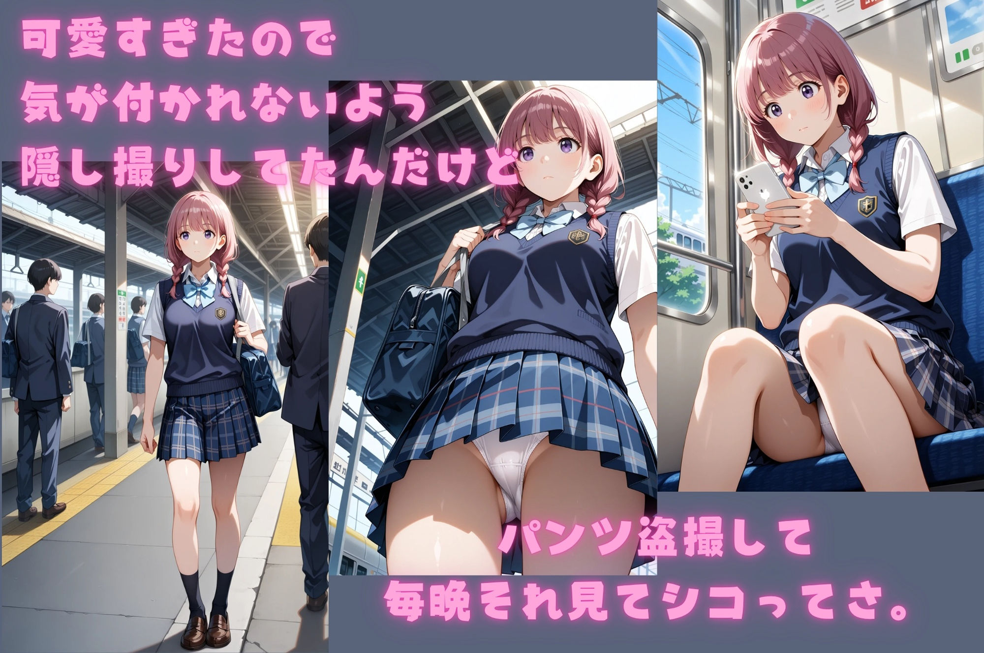 サンプル画像4:雑誌の女子校生を駅で見つけて可愛すぎたので電車痴●しました。(入口500m) [d_691344]