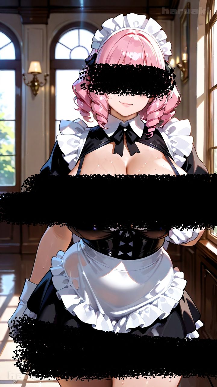 【AIアニメ巨乳美女写真集】Vol.1谷間を強調したくて仕方がないピンク髪メイド 画像4