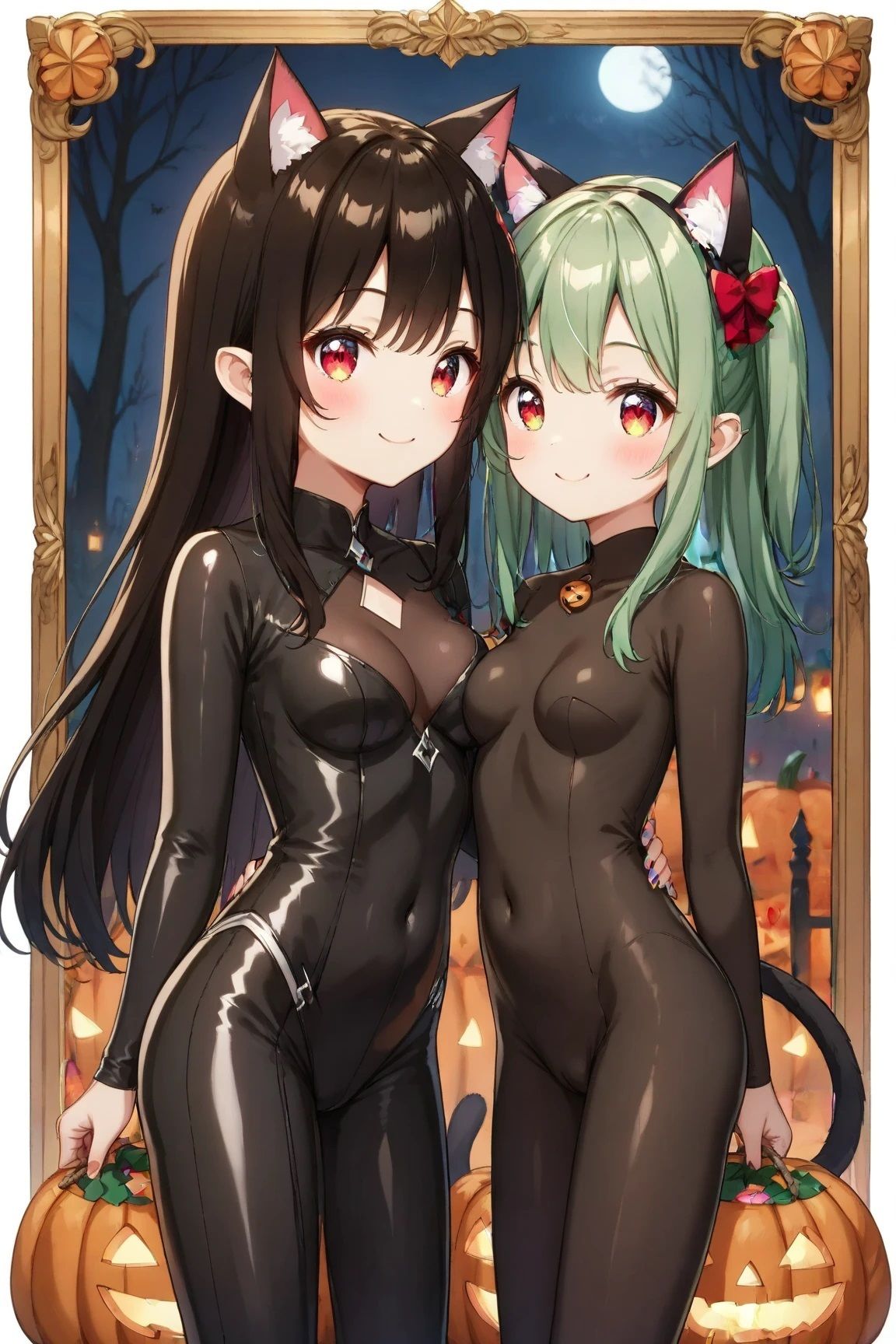 ハロウィン 魔女と黒猫 画像1