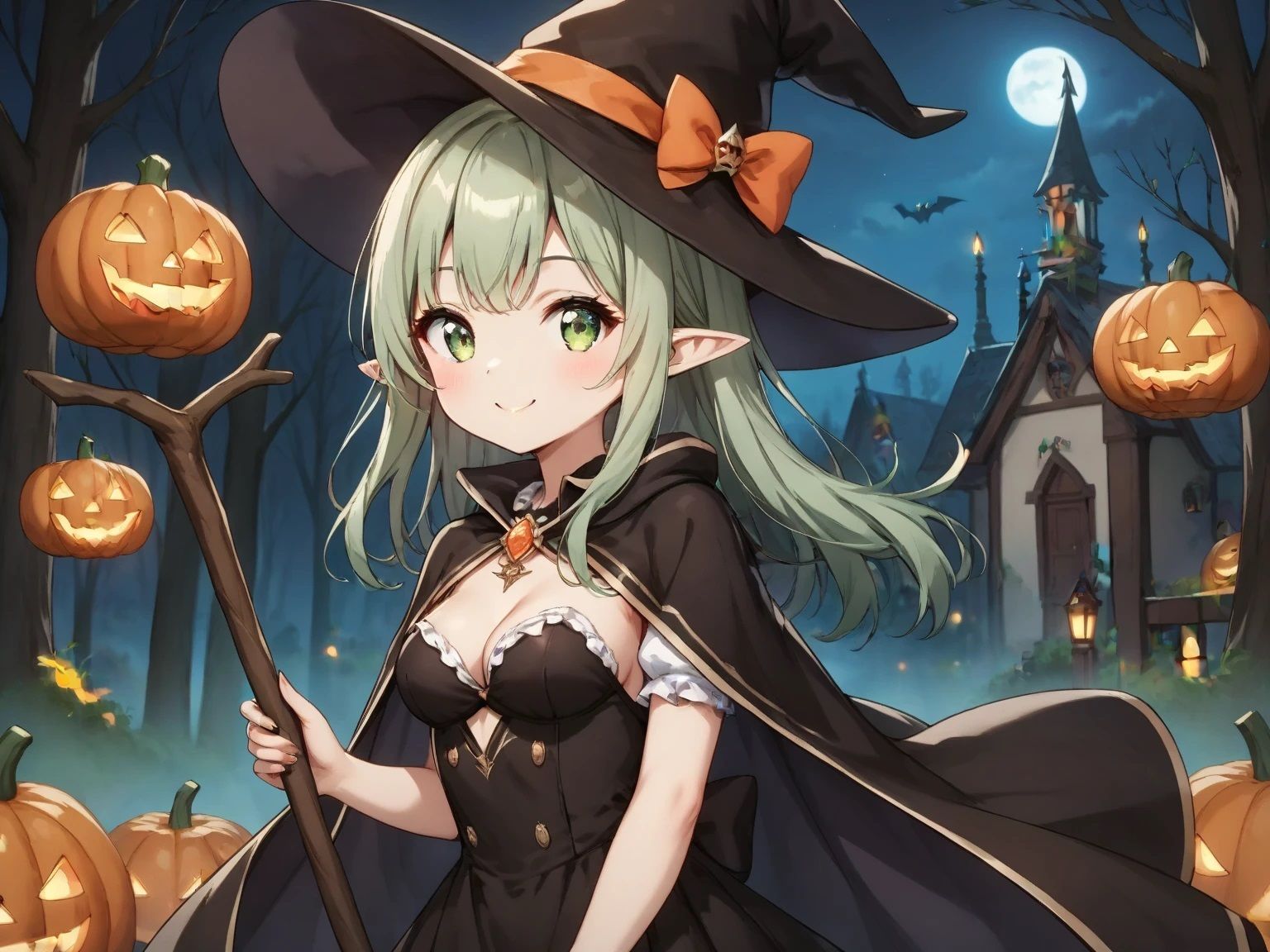 ハロウィン 魔女と黒猫 画像2