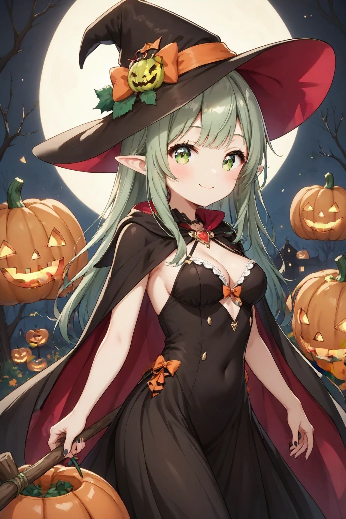 サンプル画像6:ハロウィン 魔女と黒猫(なきんの小部屋) [d_691833]