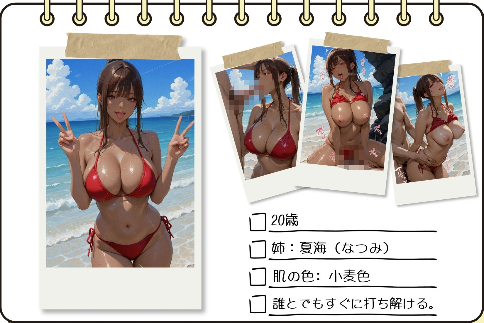 サンプル画像1:双子ビーチ〜白黒姉妹にビーチで中だしVol.2(mapuememaru) [d_692881]