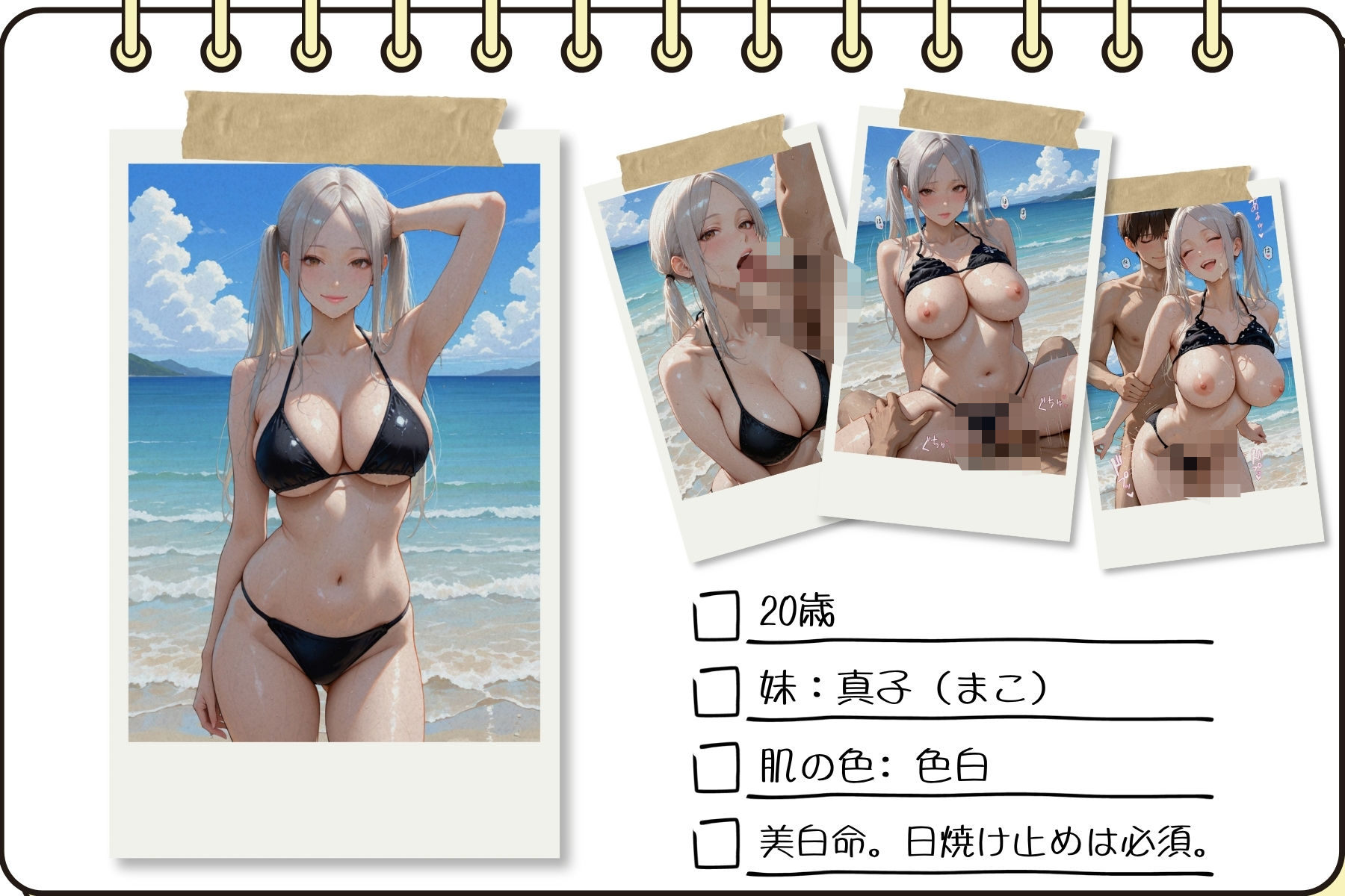 サンプル画像4:双子ビーチ〜白黒姉妹にビーチで中だしVol.2(mapuememaru) [d_692881]