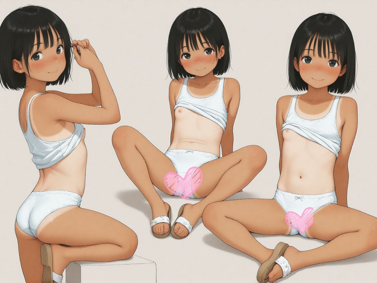 【アニメ＆CG】おまたも日焼けしているか確認されてしまうぷちアイドルたちのビデオ撮影会モ無しの日焼けっ娘400人2