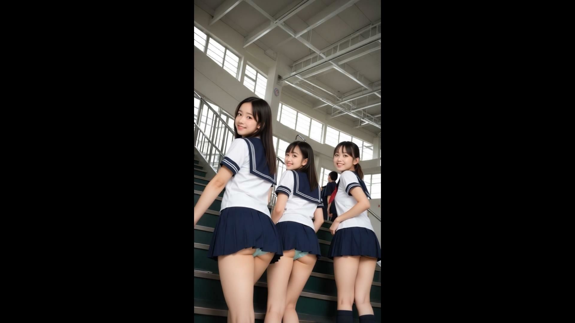 【動画】制服女子の直下からの風景 画像7