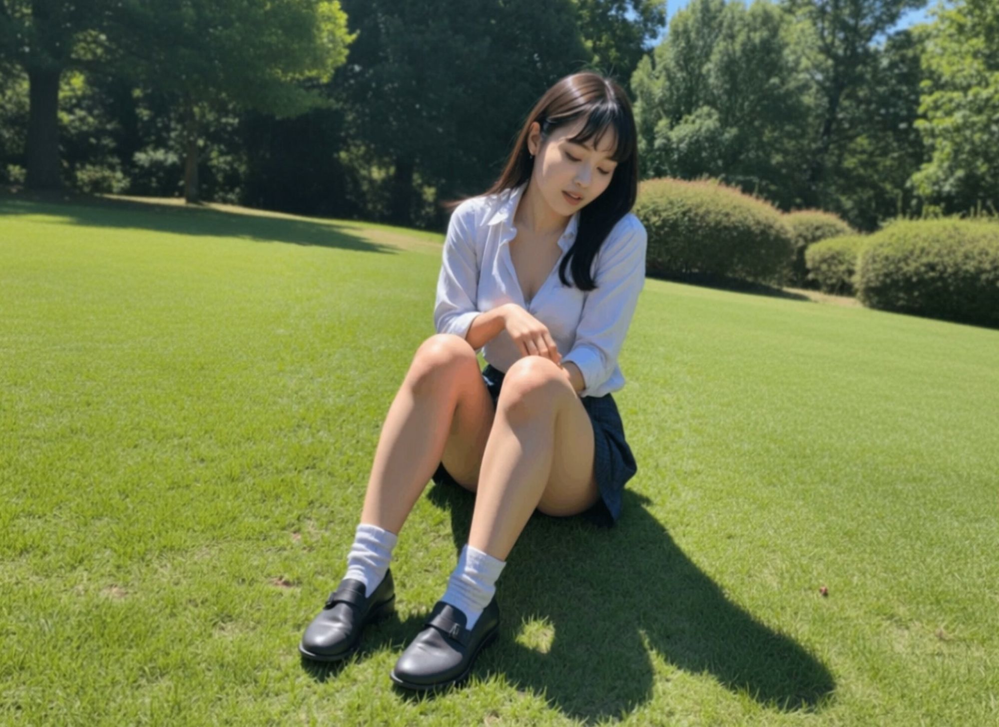 サンプル画像2:青チェックスカートのJKの動画(AI Library) [d_693156]