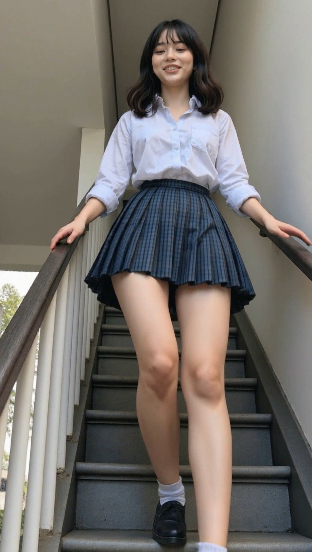 青チェックスカートのJKの動画 画像3