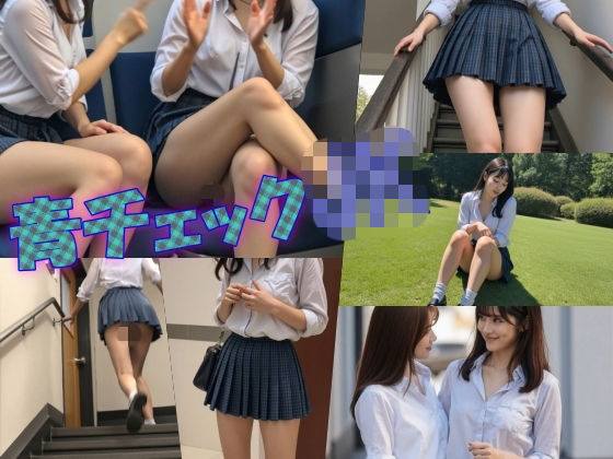 青チェックスカートのJKの動画