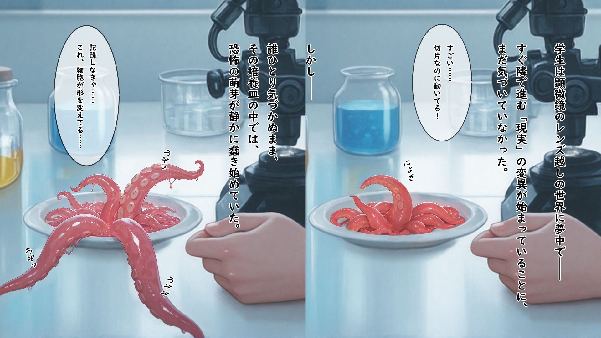 サンプル画像2:異形の生物に触手で拘束されたまま全身の性感帯を同時に嬲られて何回イってもやめてもらえない女の子(ありゅ研究所) [d_693963]