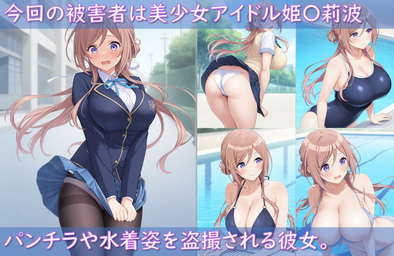 サンプル画像2:アイドル姫〇莉波ストーカー被害（盗撮、睡〇姦、誘拐拘束）(Aiイラスト販売所) [d_693972]