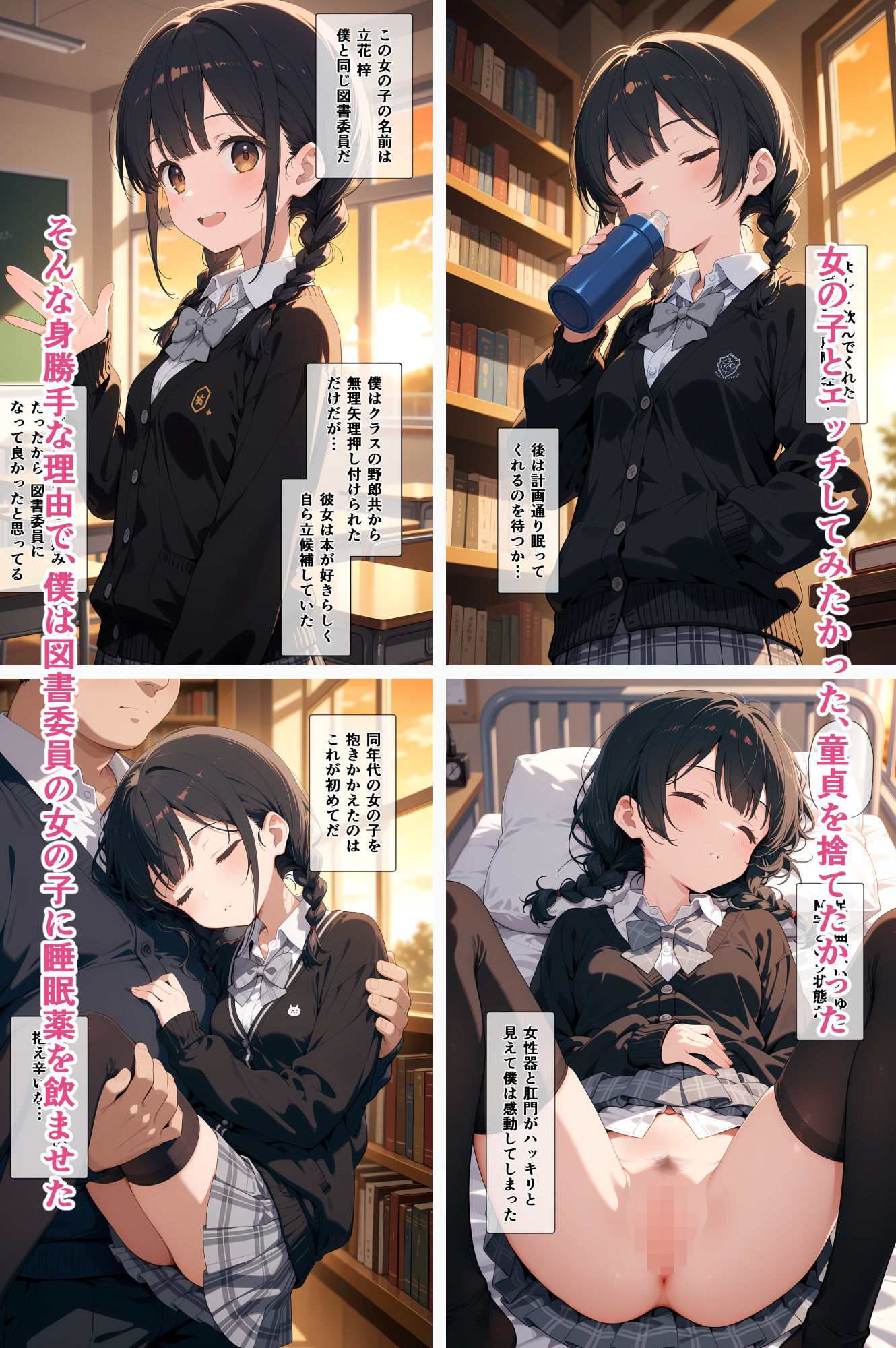 図書委員のあの娘とすやすやえっち〜童貞を捨てたかったから図書委員の女の子に睡眠薬を●ませてエッチした話〜 エロ漫画2