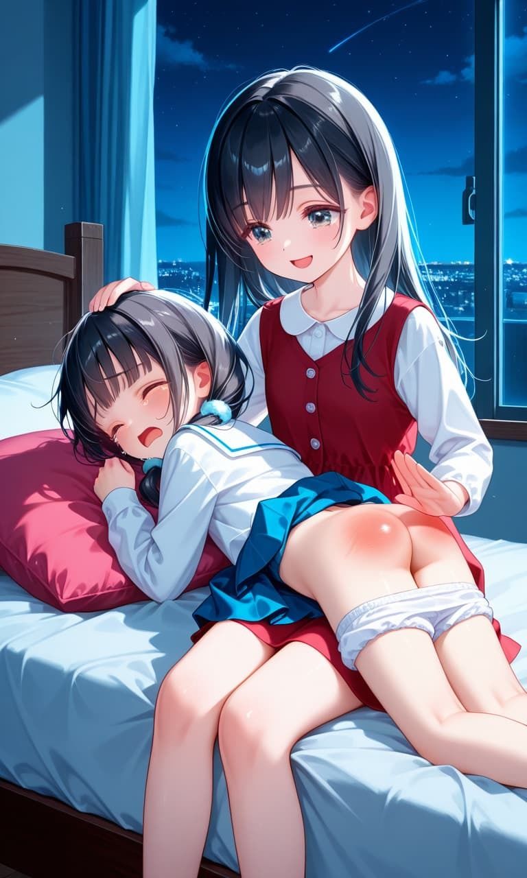 サンプル画像1:姉妹お尻叩きイラスト集(funafuna) [d_694168]