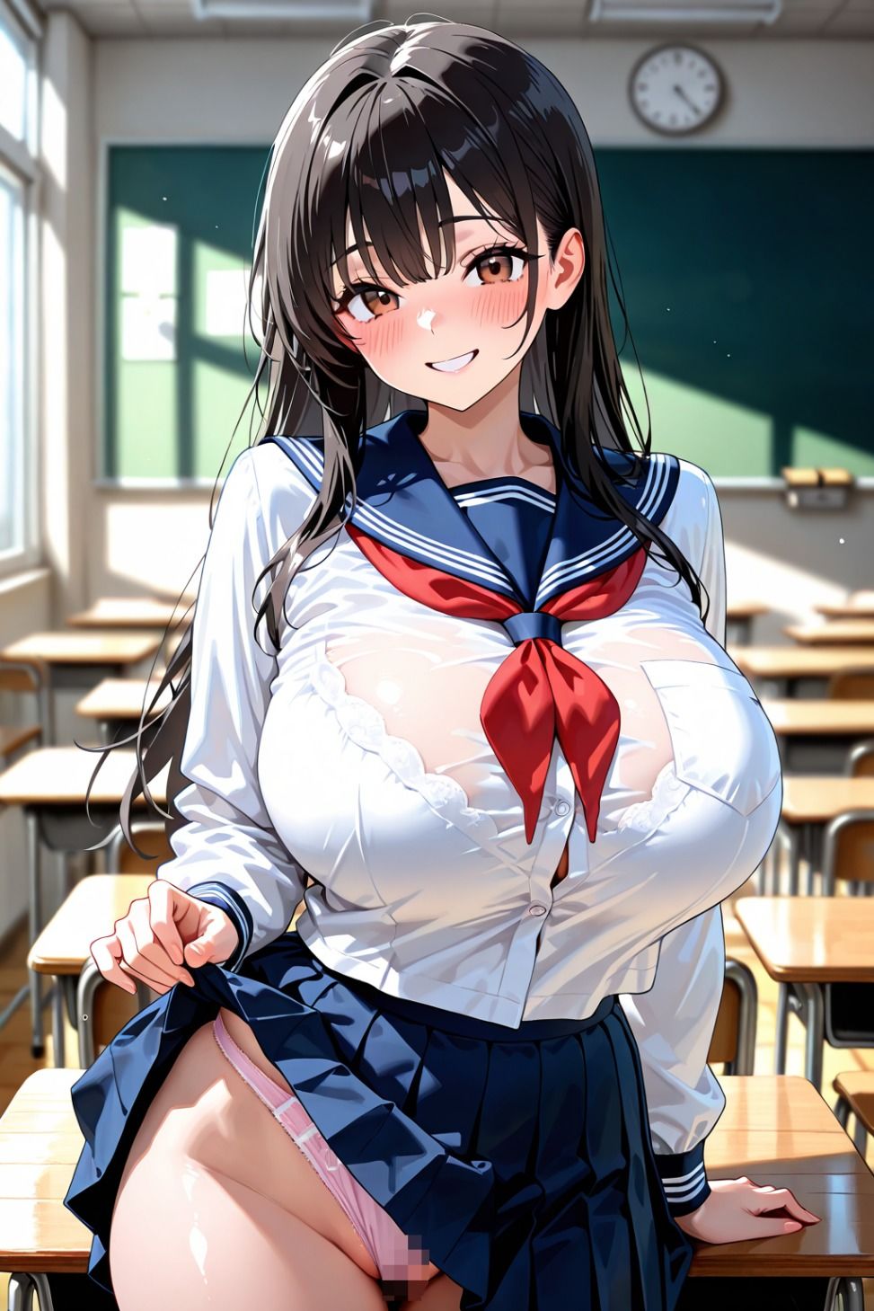デカパイ彼女と学校中で生ハメするだけの話 画像1
